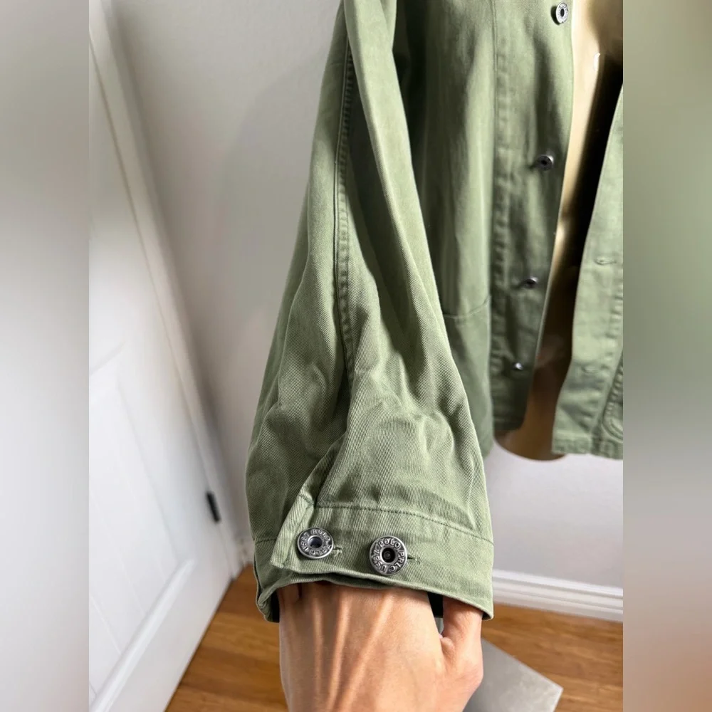 Polo Ralph Lauren Jacket Mens Medium Army Green Cotton Twill Military Casual - Picture 5 of 10